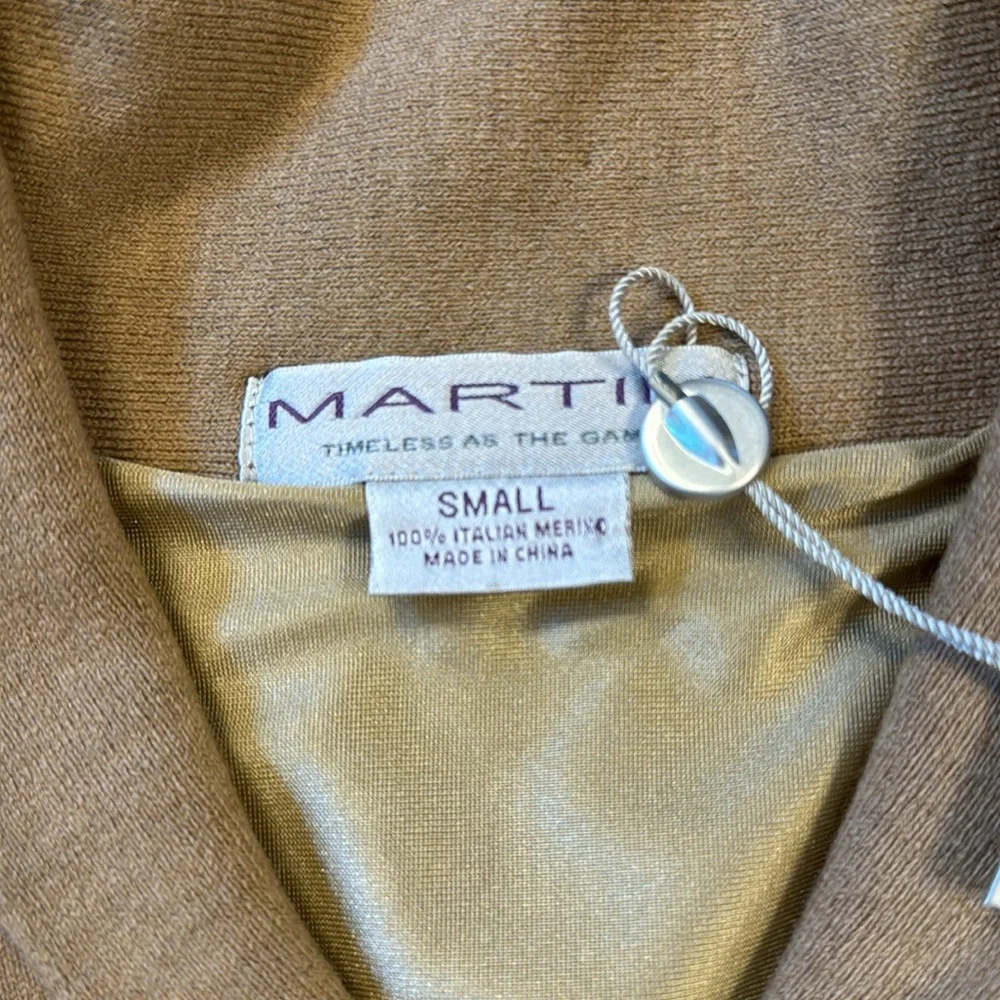 New Mens MARTIN GOLF Shawl Collar Wind Sweater Camel Size Small